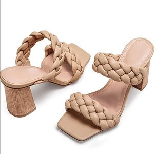 Heeled Sandals Backless Square Open Toe Block